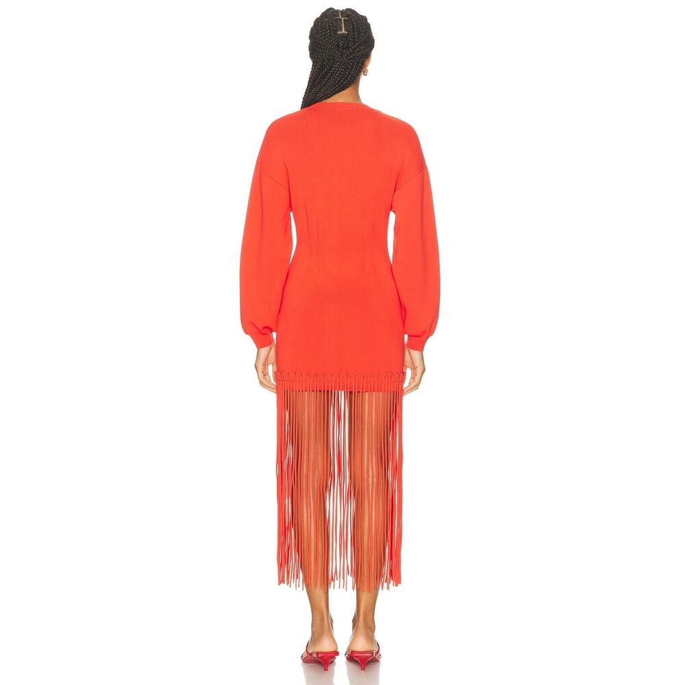 Simon Miller Women's Wallis Knit Fringe Dress Coral Red XS - Picture 3 of 13